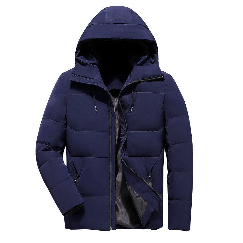 Men's casual polyester coat in solid red, grey, black or dark blue, sizes M to XXXXL, lightweight everyday jacket