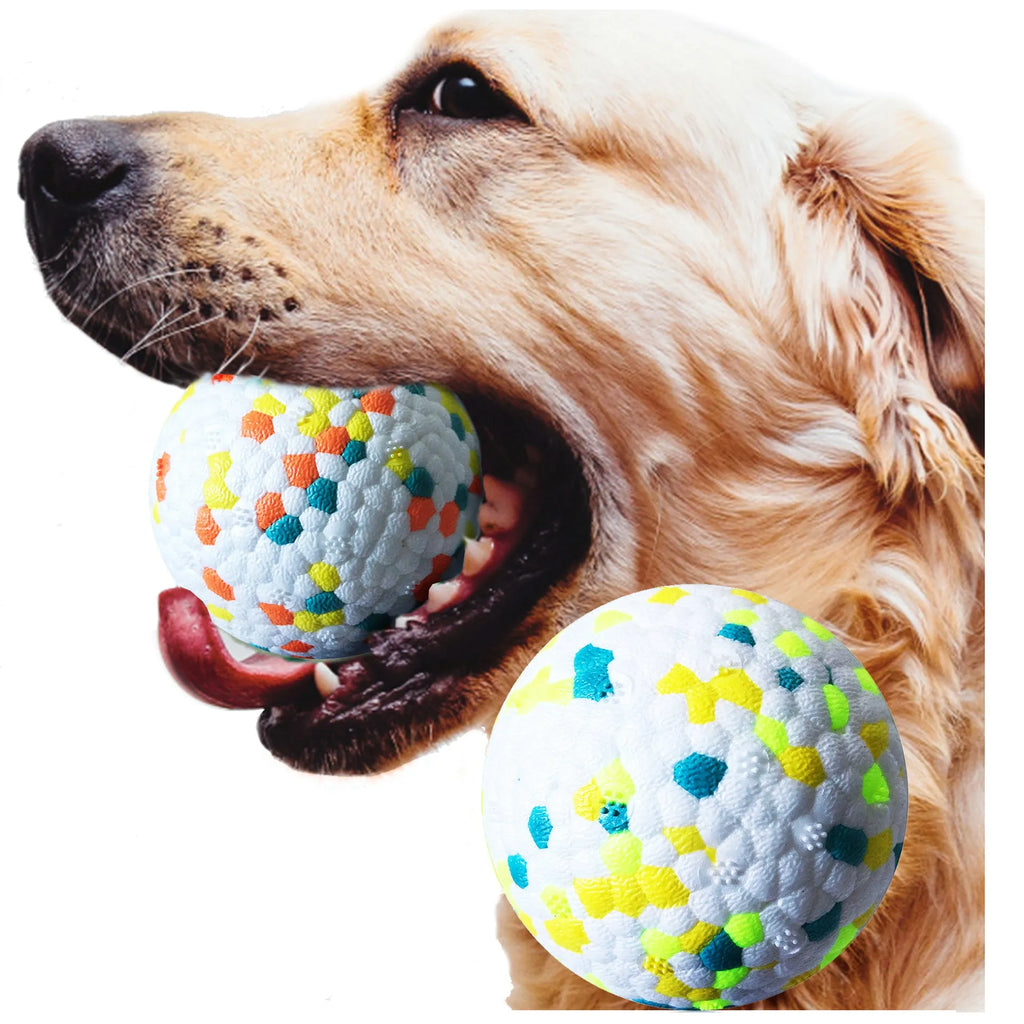Green dog molars pet toy ball with corn grain texture for tooth cleaning, made from durable TPU