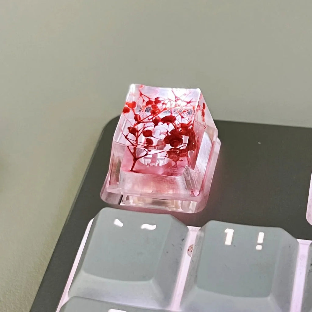 Transparent resin keycap with starry sky pattern in four colour options for mechanical keyboards
