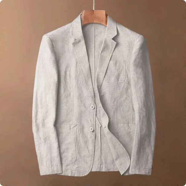 Men's thin linen suit coat in solid colour with stick pockets, available in multiple colours and sizes