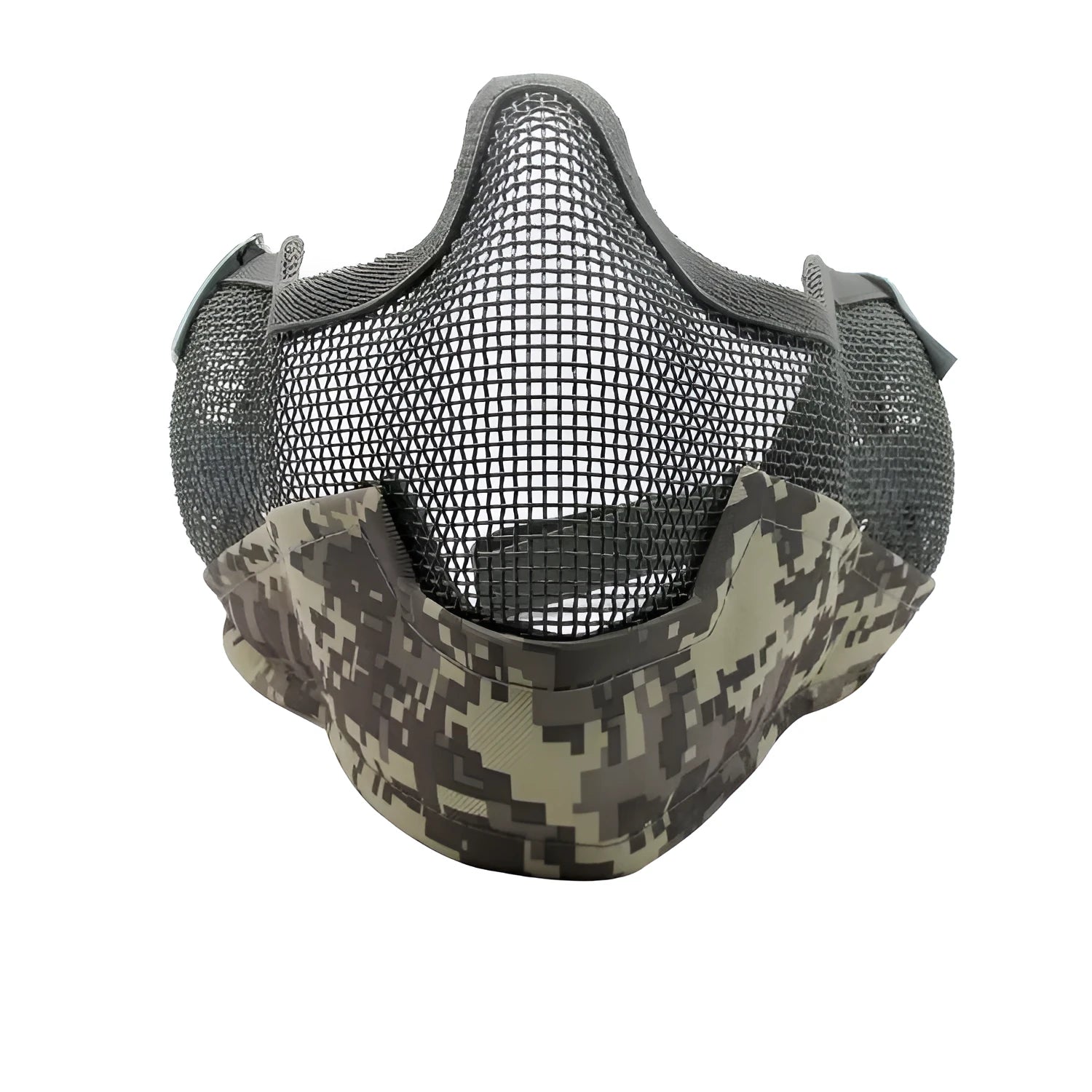 Tactical carbon steel face mask in camouflage pattern for outdoor collision protection