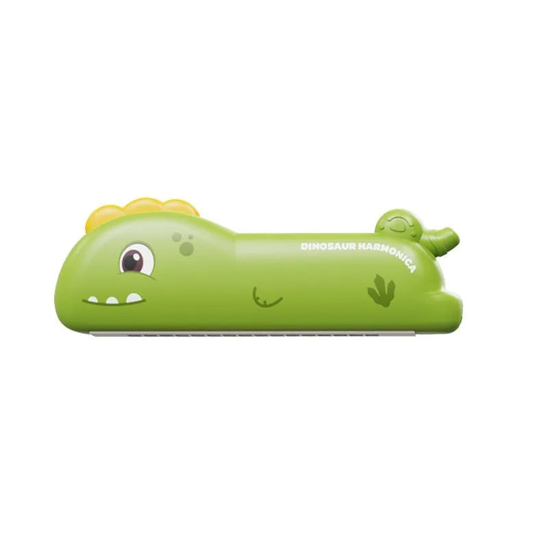 Children's cartoon whistle musical instrument in green dinosaur colour, plastic toy for ages 3-6
