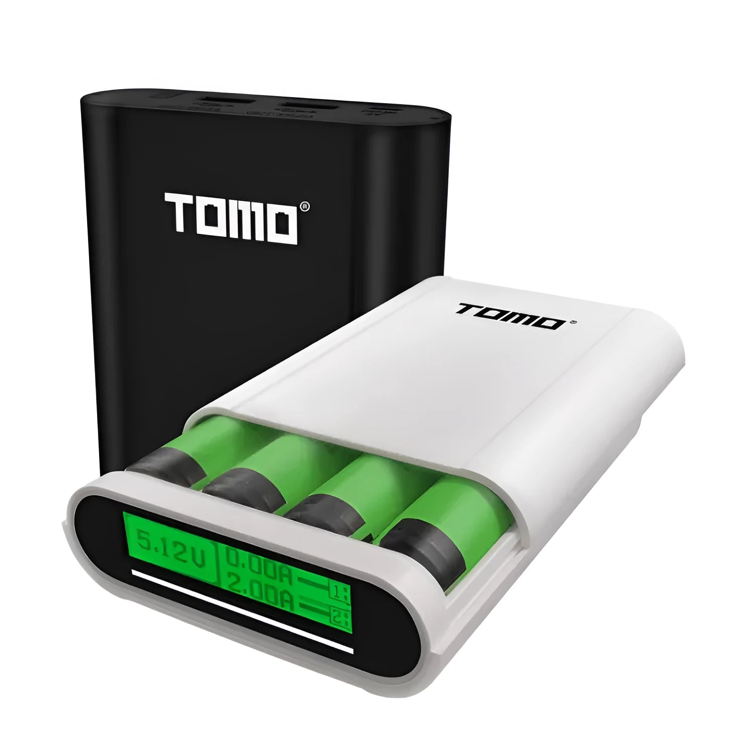 Black or white DIY power bank and 18650 battery charger unit with LCD display and USB ports