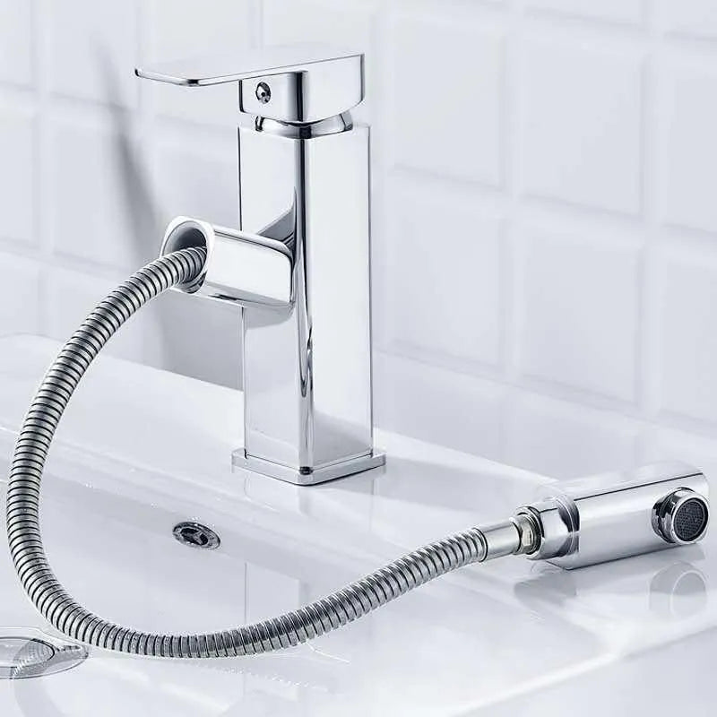 Nordic square pull brass faucet with brushed gold finish for sink installation