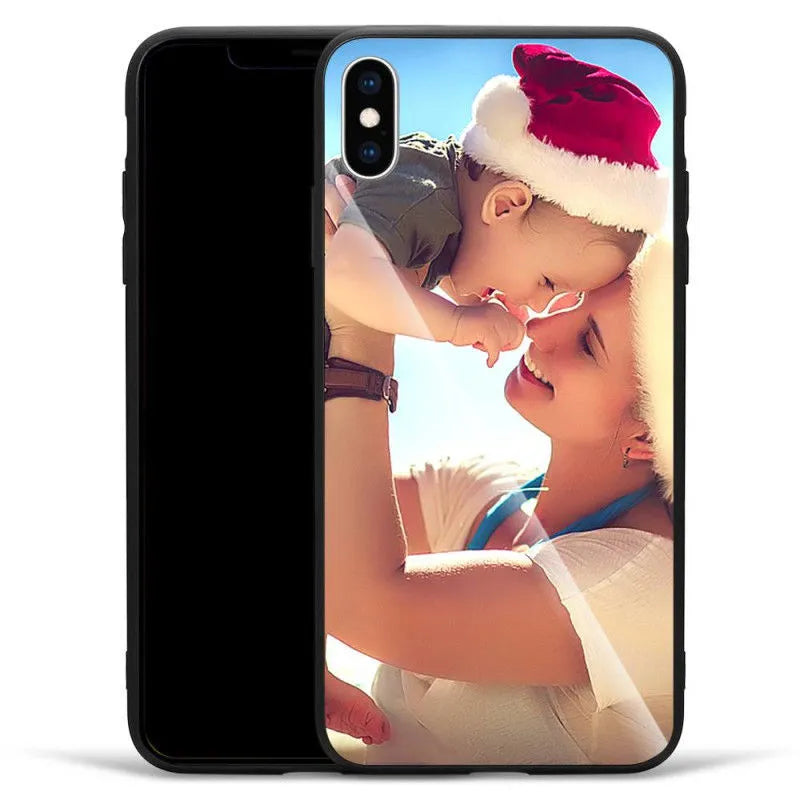 Patterned hard iPhone case with raised edge around camera lens on a table