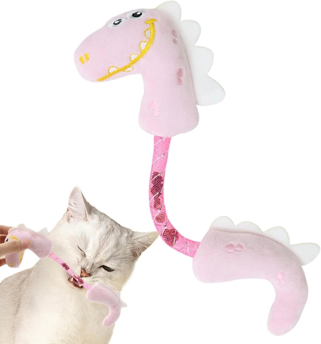 Bundle of four cat toys including chew toys, rope toys with springs, and kicker toys for indoor cats