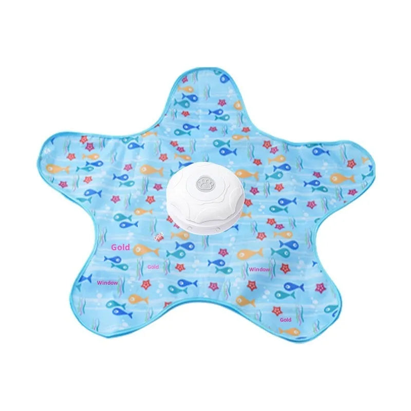 Electric cat hunting cover toy in PP, available in blue-fish or white-seaweed, one set