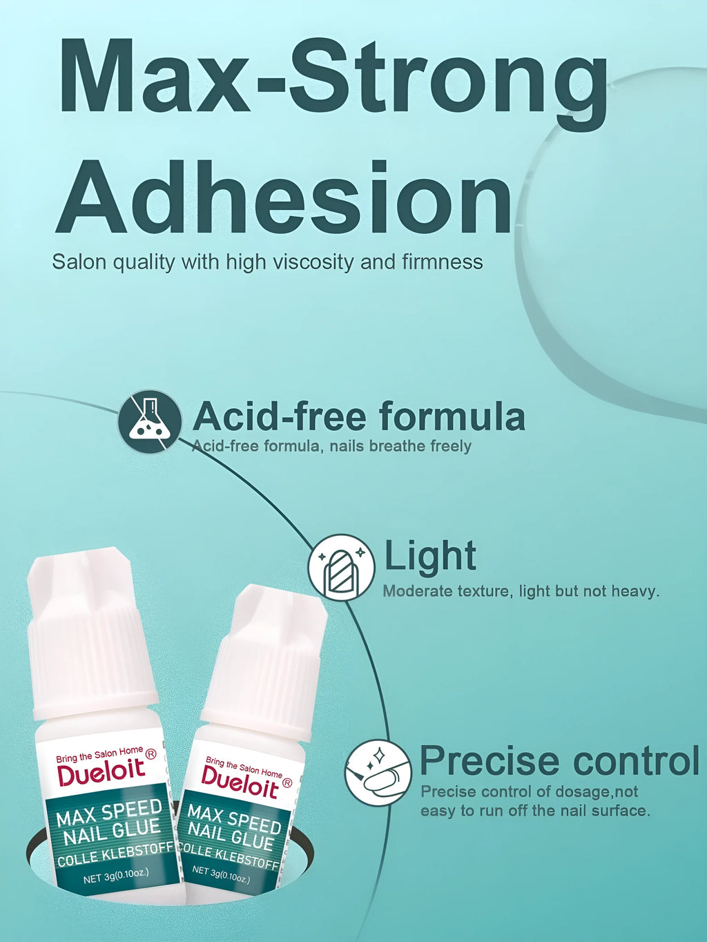 3g bottle of no-cure nail adhesive for decorative accessories and artificial nails, quick-drying and strong bonding glue