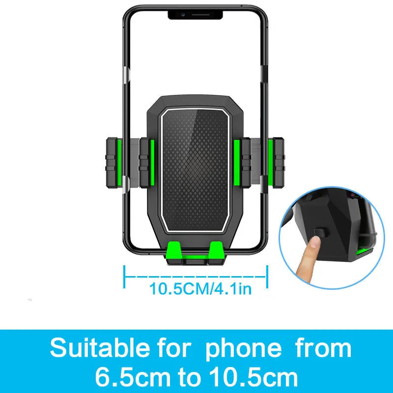 Grey and green car drink holder and mobile phone mount with ABS plastic construction