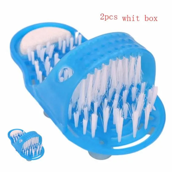 Plastic shower feet slipper with suction cup base and built-in pumice stone for cleaning feet without bending