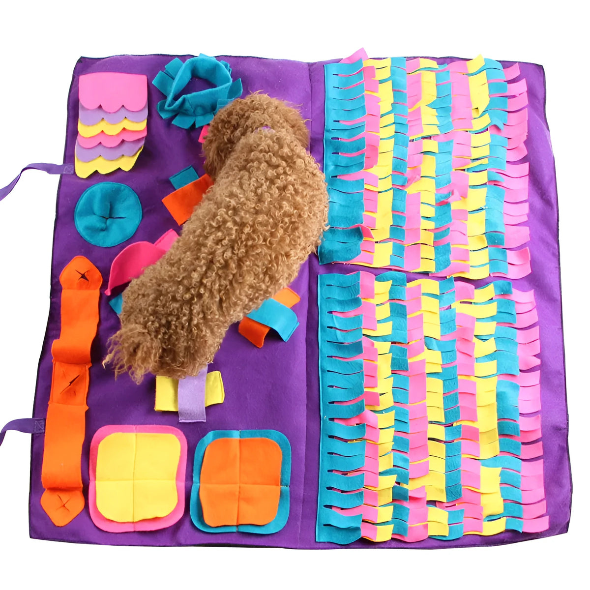 Polyester dog sniffing mat with detachable design, available in 45 x 45 cm to 90 x 90 cm sizes