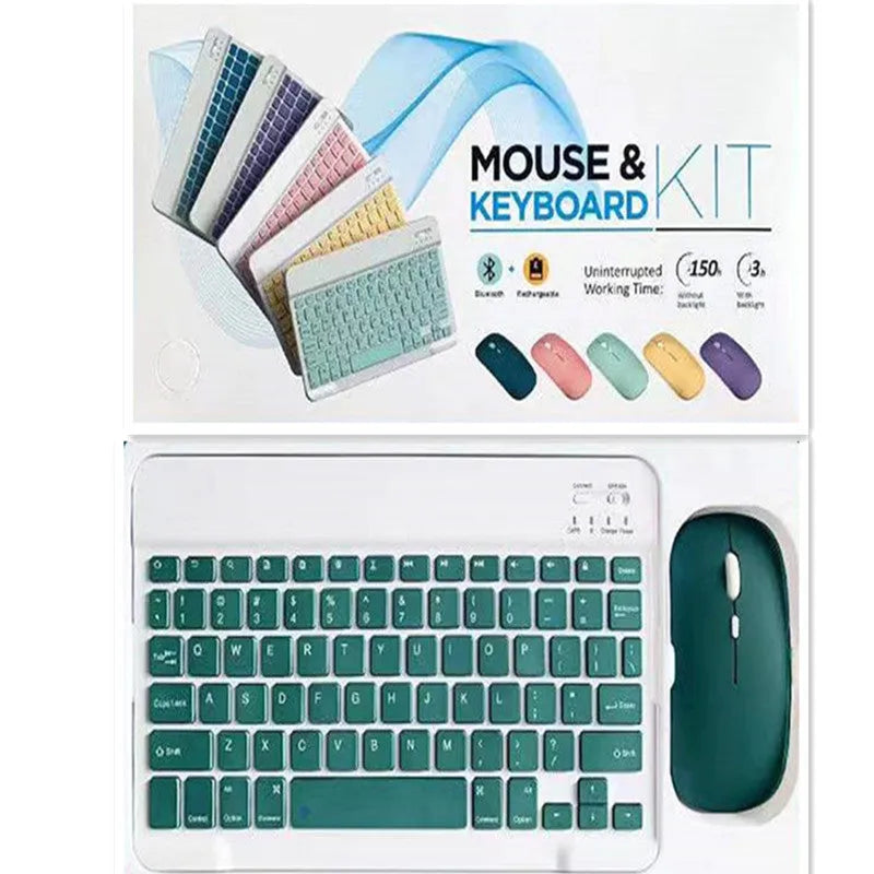 10-inch Bluetooth wireless keyboard and mouse set in selected colour with USB linker and battery