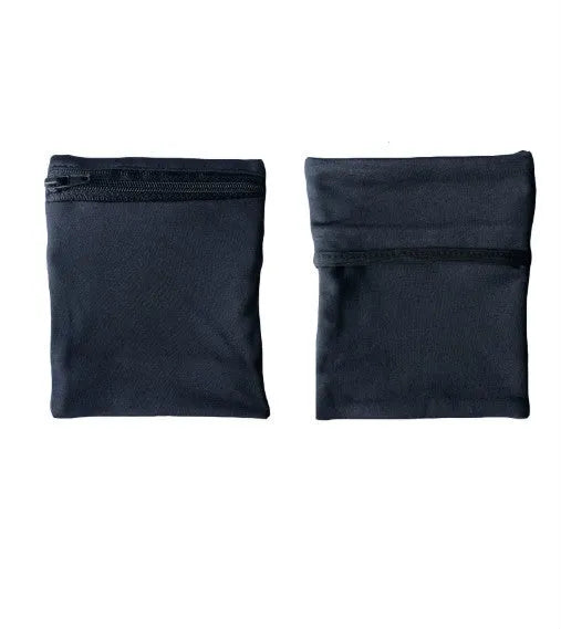 Sport phone arm bag wristband pocket in black with phone inserted, 10x12cm size