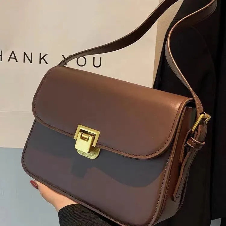 Soft PU women's small square cross-body bag in horizontal shape with one-shoulder strap