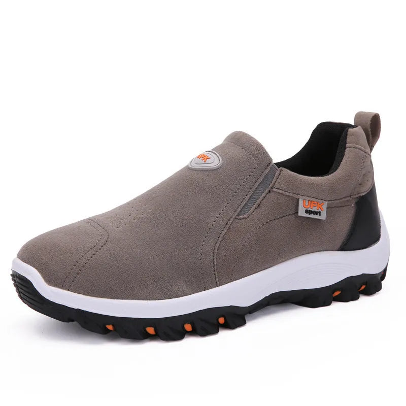 Frosted men's canvas mountaineering shoes with TPR sole and flat heel in black ZUODI label