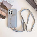 Litchi pattern phone case with coin purse card holder and lanyard for iPhone on white background