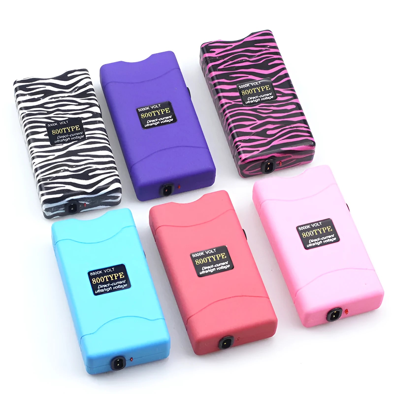 Plastic resin self-defence flashlight in multiple colour options including purple, white, and pink