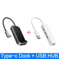 Silver aluminium grey Type-C 6-in-1 docking station for iPad Pro, showing multiple ports.