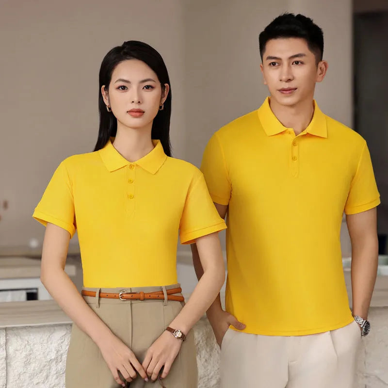 Summer polo shirt in long-staple cotton with side slit design, shown in sapphire blue colour