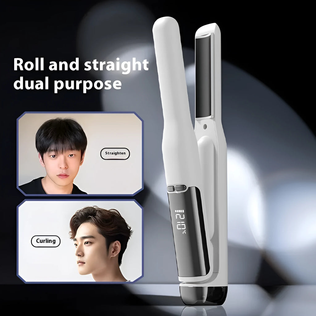 Men's USB hair straightener with multi-gear adjustable perm splint in black