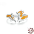 Silver cartoon corgi ring for women with electroplated finish, model SCR1014-E.