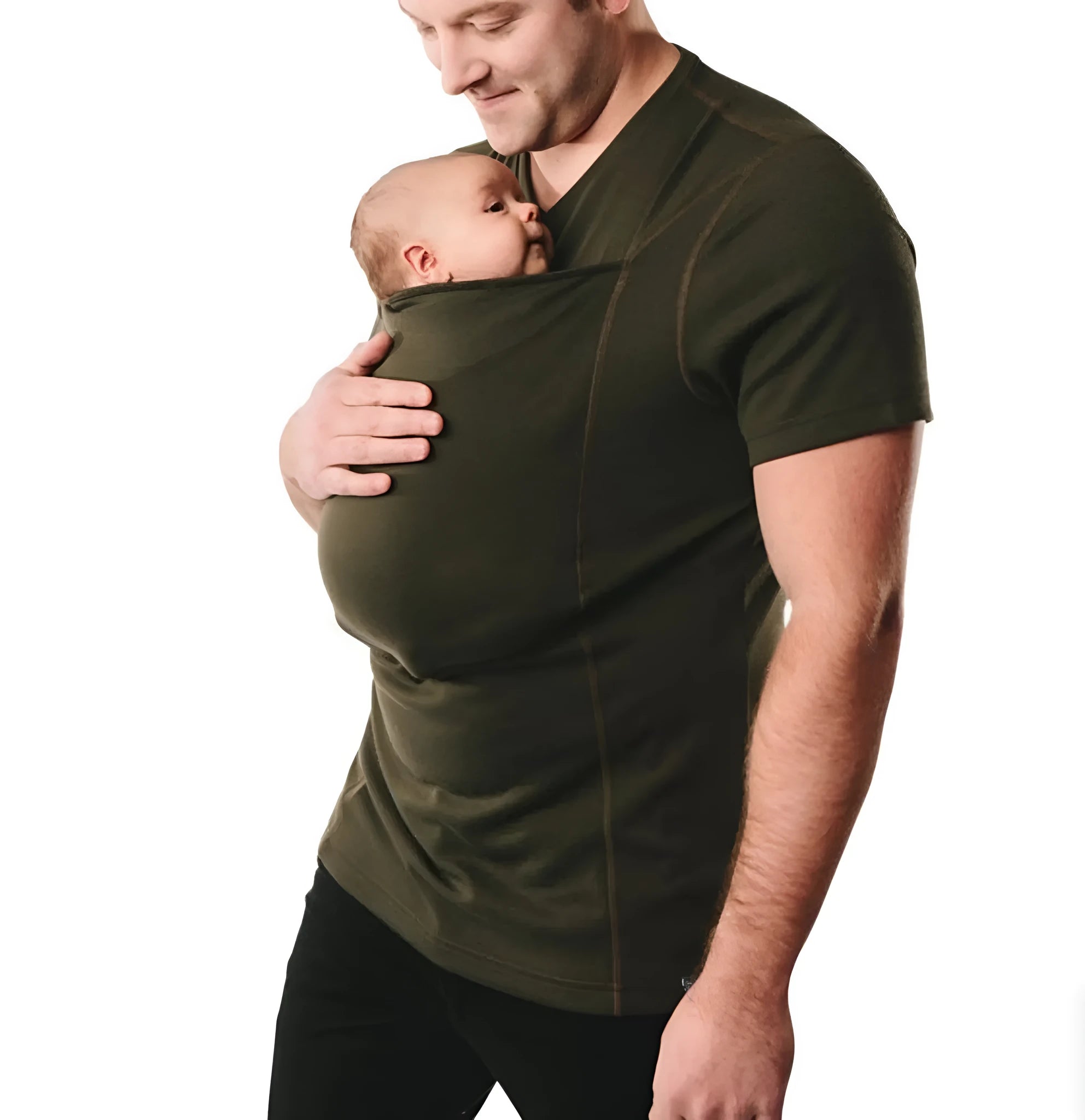 Green cotton round neck short sleeved casual top with loose fit on hanger