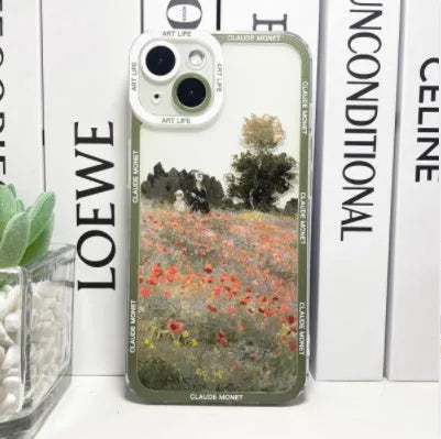 Creative oil painting anti drop phone case for iPhone X and XS, five colour styles on a white background