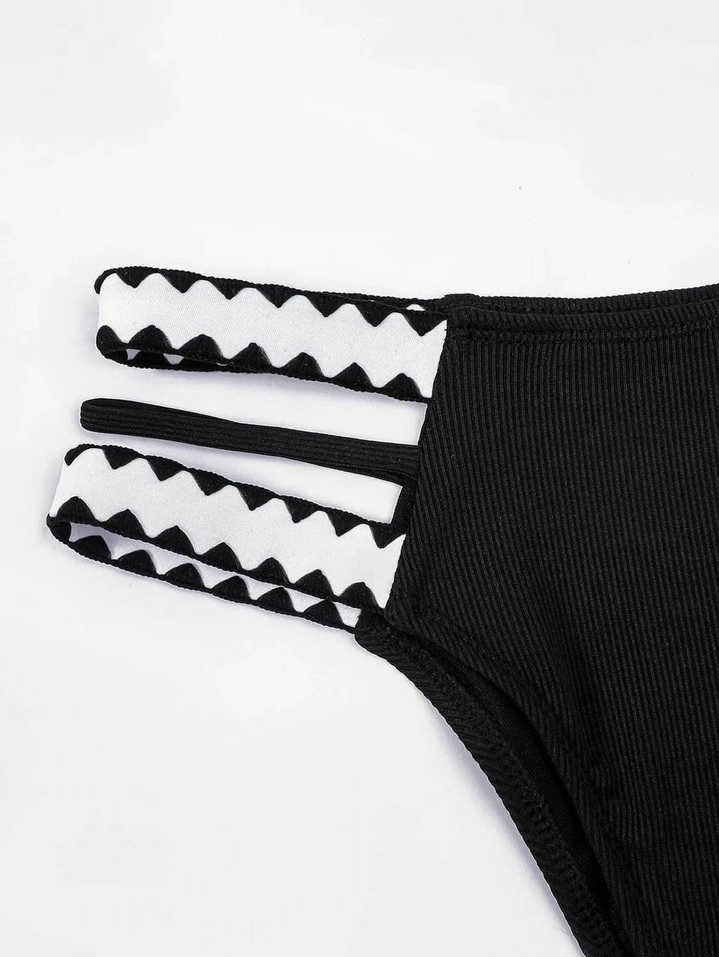 Black women's hollowed-out split swimsuit bikini with briefs styling for swimming