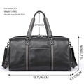 Men's genuine leather large capacity travel bag in brown with fold-over design and metal buckle