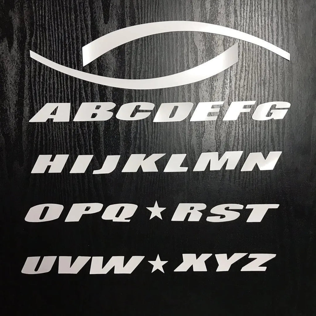 3D stereo rubber car tyre letter stickers with white towel and 20ml glue bottle for DIY fitting