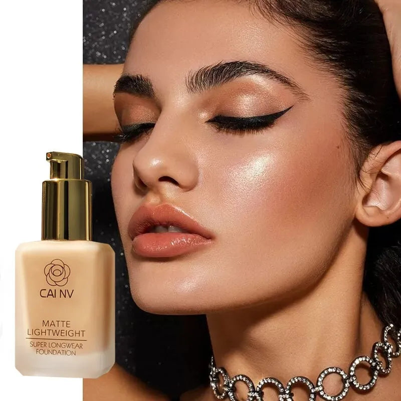 Wheat colour liquid foundation cream with black and white blend agents for mixed skin types