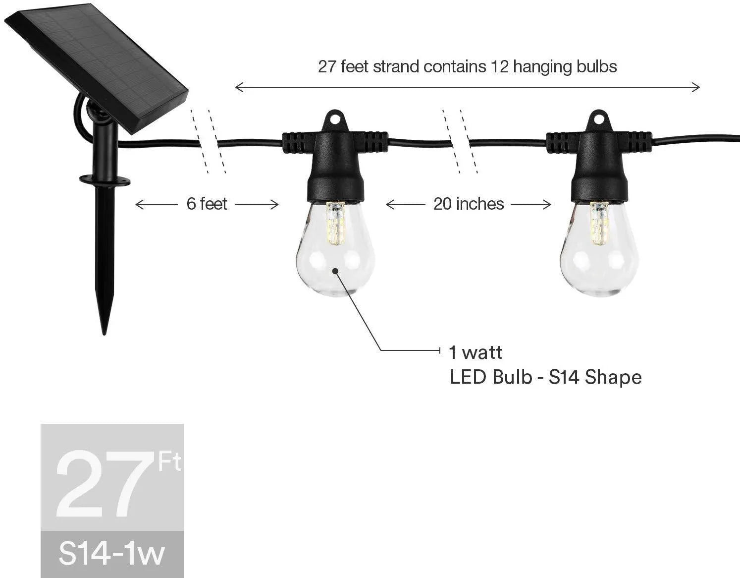 Waterproof solar powered LED string lights with PVC shell in a garden setting