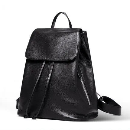 Genuine leather women's backpack in street trend style with multiple compartments and waterproof construction