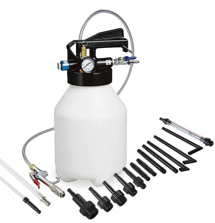 Pneumatic automatic transmission oil changer with a fluid tank and 220W motor unit.