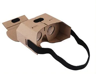 Foldable cardboard virtual reality glasses for smartphones with a photo-colour design.