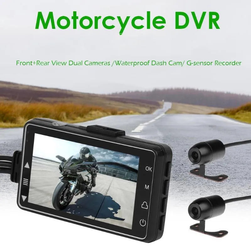 Motorcycle HD driving recorder with 3.0 inch LCD display and front 170 degree wide angle lens