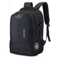 Men's medium square Oxford cloth computer backpack with zipper closure, soft handle, and double shoulder straps; available in plain style for 15 or 17 inch notebooks