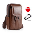 Men's leather multi-functional belt crossbody waist bag with lock fastening and coin pocket
