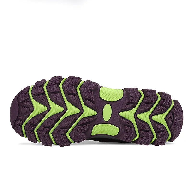 Breathable low top hiking shoes PU mesh upper rubber sole purple grey rose red sizes 36 to 44