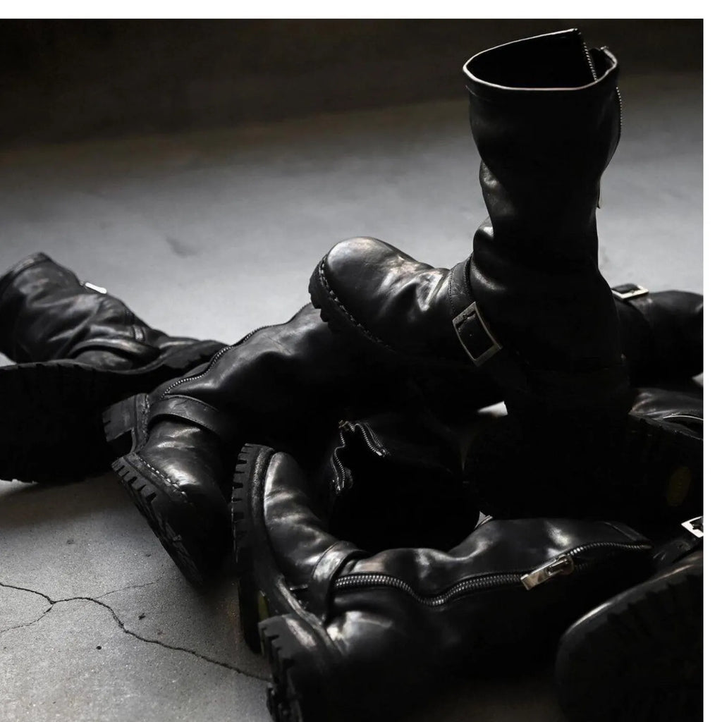 Men's black retro Martin ankle boots with side zipper and round toe design
