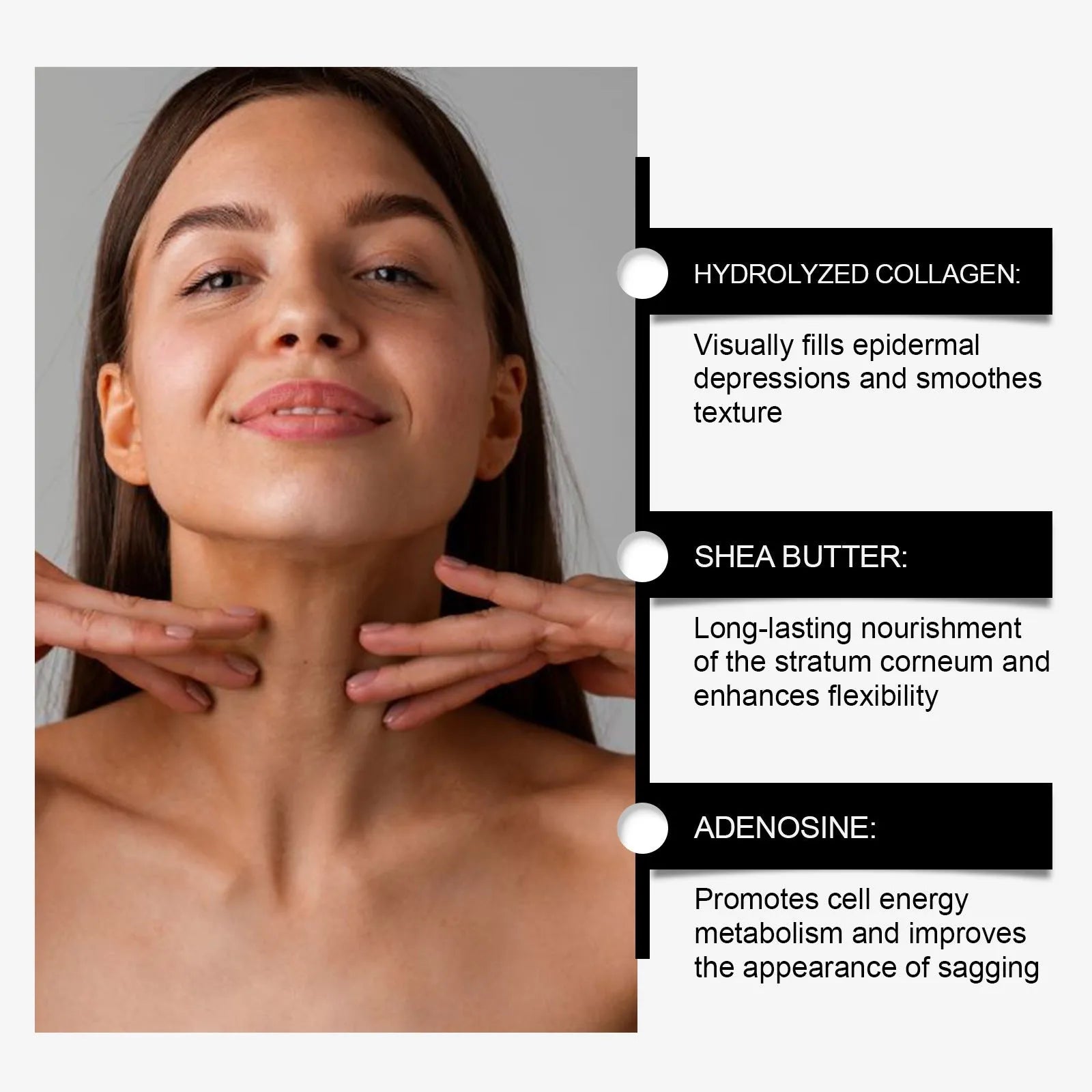 Jar of lifting and tightening neck cream with 50g capacity.