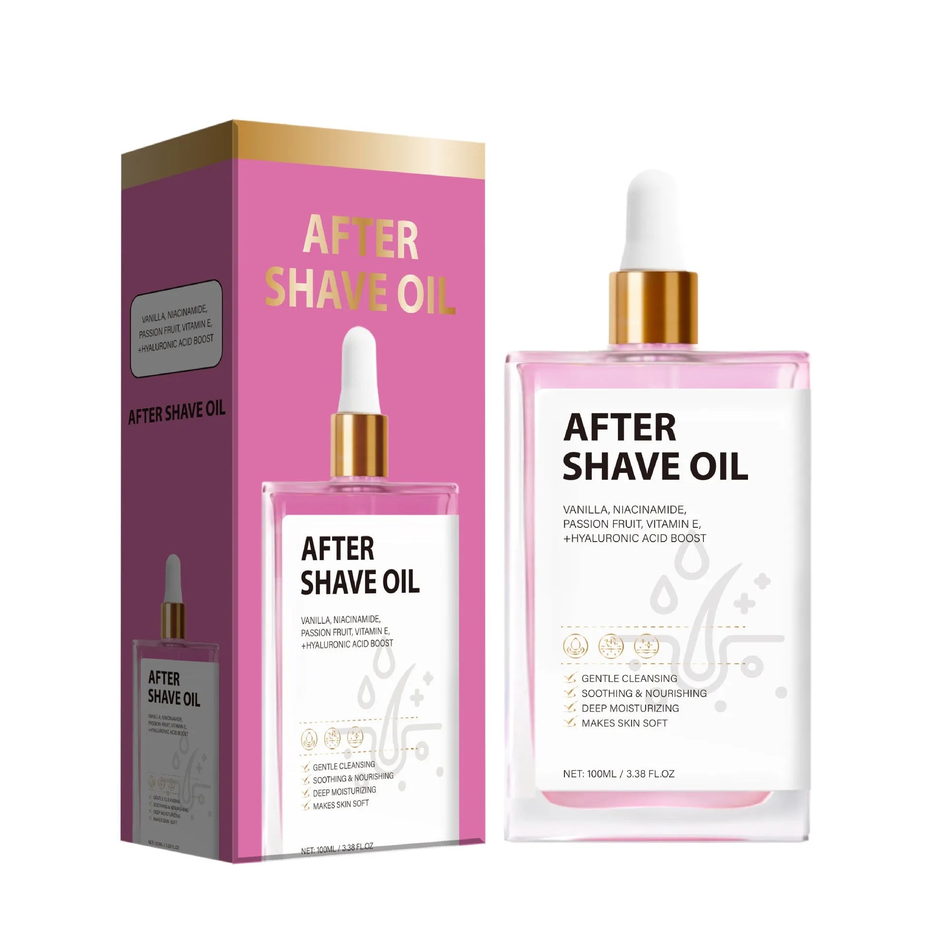 100ml bottle of men's aftershave oil for post-shave soothing and moisturising skin care