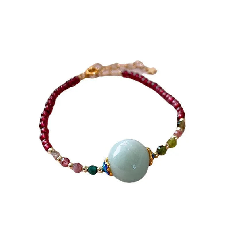 Women's aquamarine tourmaline bracelet with Korean drop shape design in Chinese style