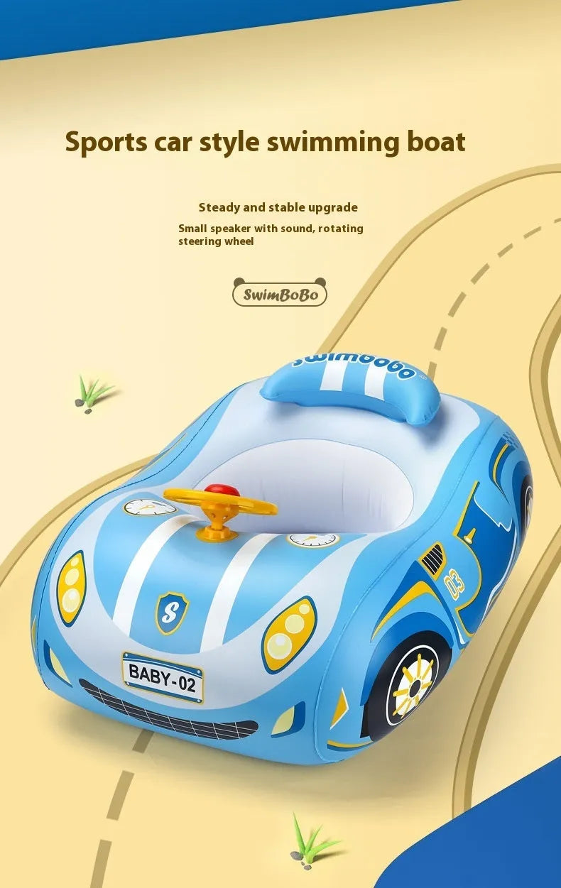 Pink sports car boat design inflatable swimming ring for children