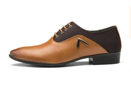 Men's black artificial PU low-top Oxford shoes with a rubber sole on a white background.