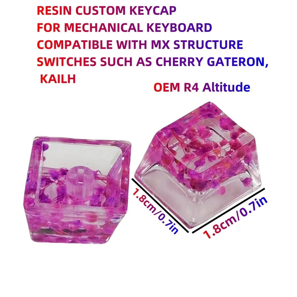 Transparent resin keycap with starry sky pattern in four colour options for mechanical keyboards