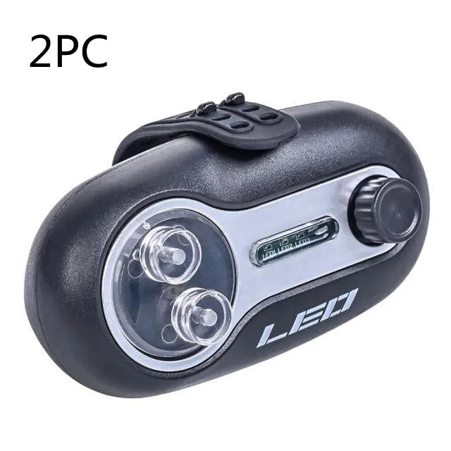Fishing rod alarm with night fishing signal lamp in wheel and rocker style configurations