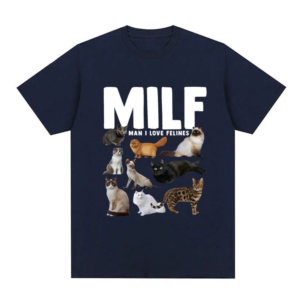 Casual cat lovers graphic t-shirt with geometric print in multiple colour options on a cotton pullover.