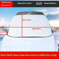 Aluminium foil car windshield cover with magnetic fasteners and reflective edge stripes for SUV frost protection