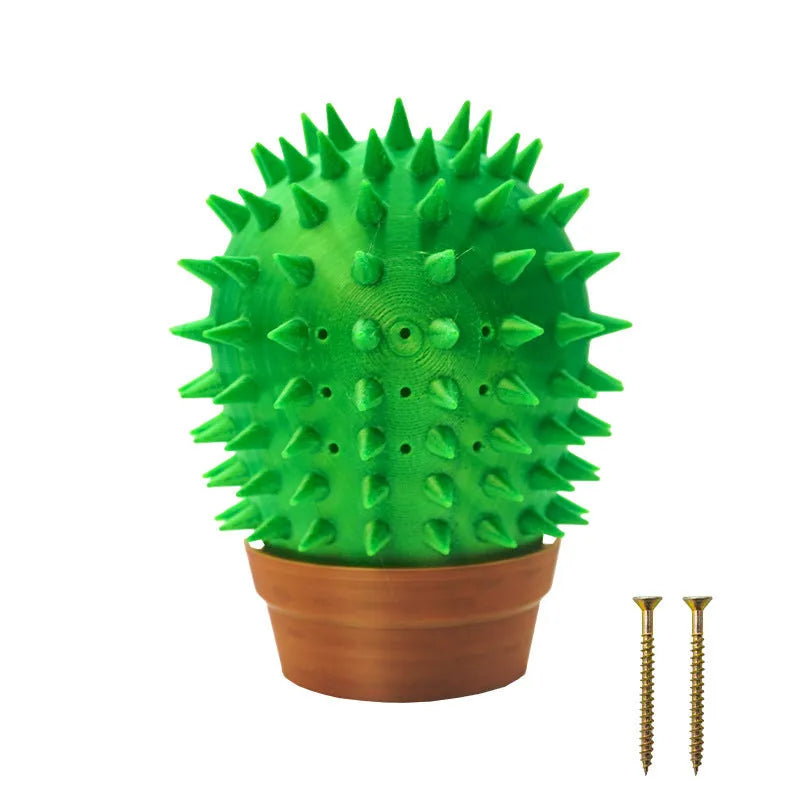 Creative Pet cactus cat scratch board in green plastic, 9x4x11cm, with automatic comb